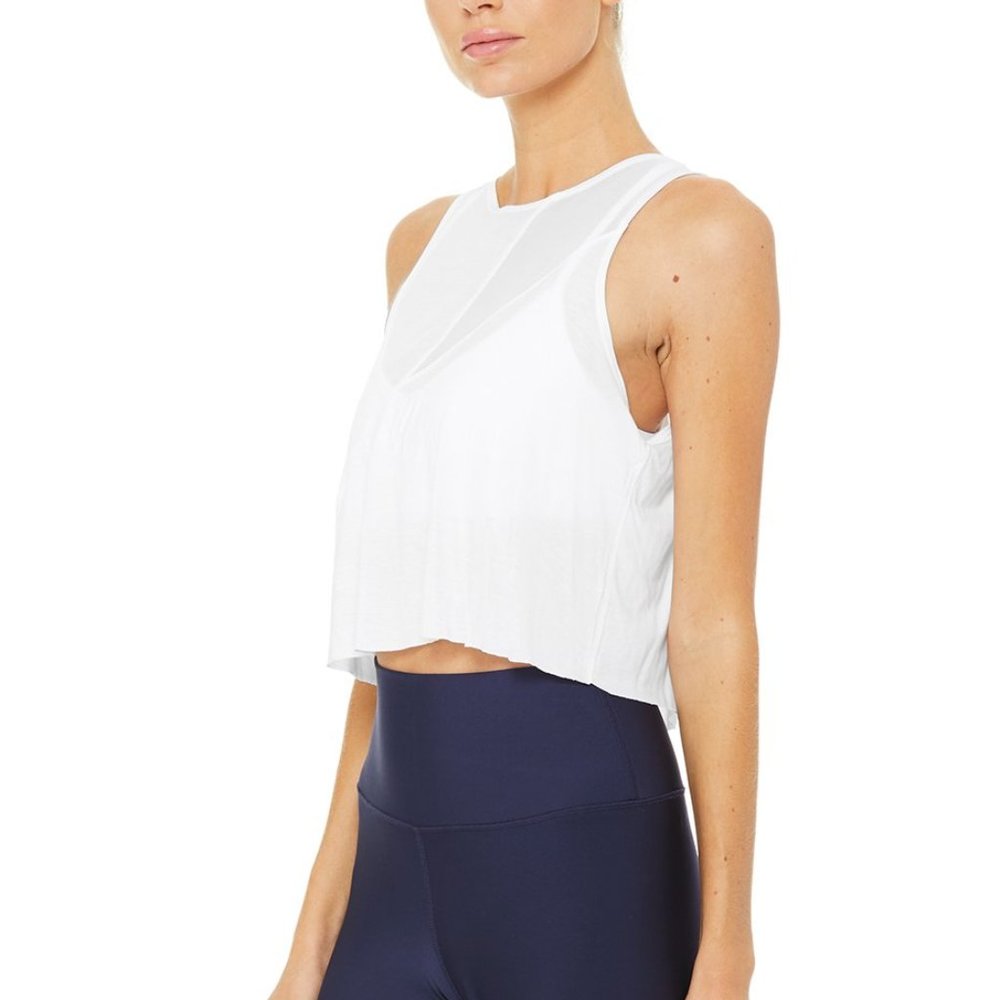 Alo Yoga Present Tee White XS Crop Tank